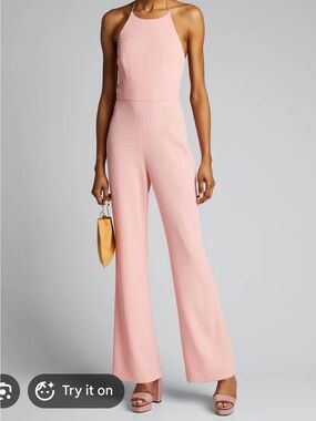 Alice + Olivia Blush Pink Halter Wide-Leg Jumpsuit
